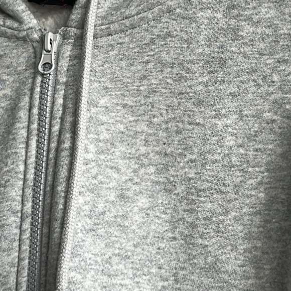 [M] Women's Teens Crop Sweatshirt Hoodie, zipper, light grey, cotton 60% - Picture 5 of 9